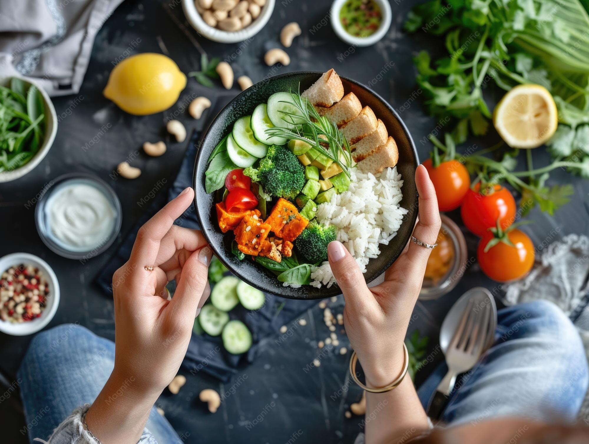 Colourful collection of seasonal recipe bowls